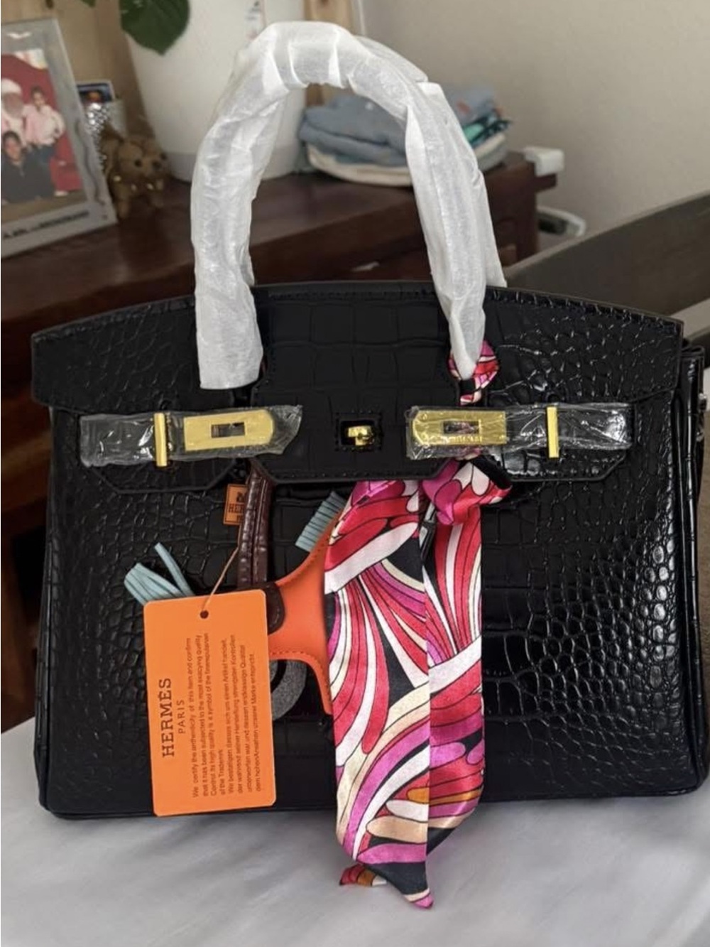 Black leather purse